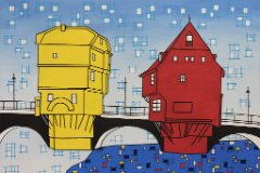 Brückenhäuser - 60x80cm 2023 Brückenhäuser (nach Piet Mondrian) - Acryl auf Leinwand 80x60cm, 2023