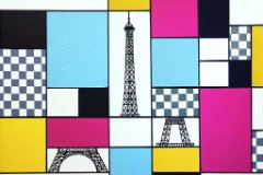 Eiffelturm, 70x50cm Eiffelturm (nach Piet Mondrian) - Acryl auf Leinwand 70x50cm, 2023