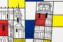 Pisa 70x50 IMG_3233 Dom und Schiefer Turm zu Pisa (nach Piet Mondrian) - Acryl auf Leinwand 50x70cm, 2023